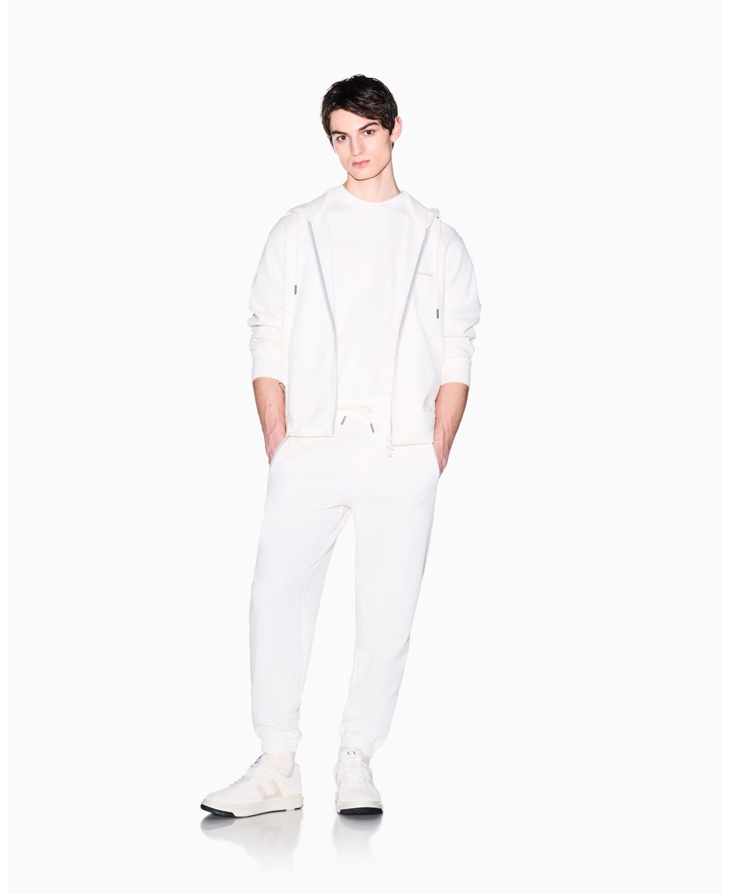Мужской свитер A|X Armani Exchange White Edition Short Sleeve Layered, цвет: Кремовый — фото 3