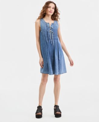 knee length dresses for ladies Flirt with Luck European Mini Dress - Blue and White, Medium | Hazel and Olive main image 1