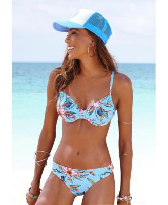 Women's Hibiscus Print Underwire Bikini Swimsuit Top Bra Sizing