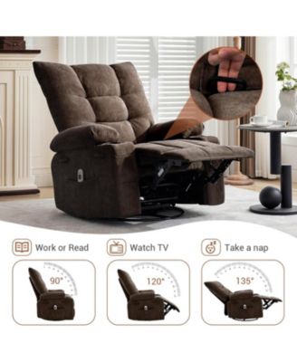 Swivel Recliner Chair with Massage & Heat for Elderly Adults,Oversized Ergonomic Lounge Single Sofa,360° Rotating Rocking Chair