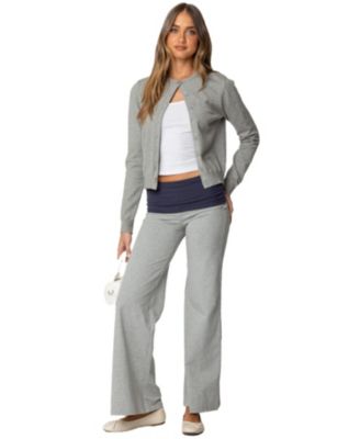 Women's Wide Leg Contrast Foldover Pants