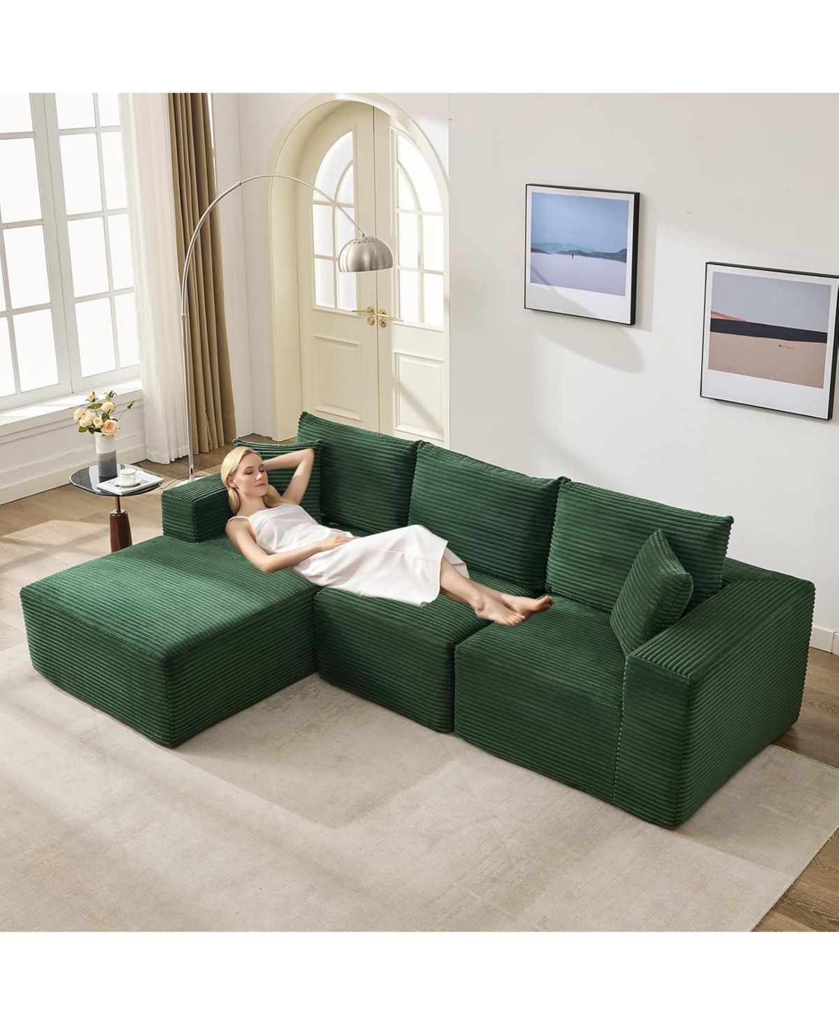 gaomon 108" Modular Sectional Sofa - L Shaped Boneless Cloud Couch with 67.5" Chaise, Reversible L/R Facing
