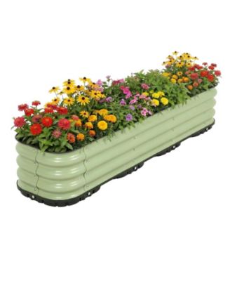 Galvanized Raised Garden Bed 63'' Self-Watering Planter Box with Drainage Plug and Water Reservoir for Indoor & Outdoor Gardening