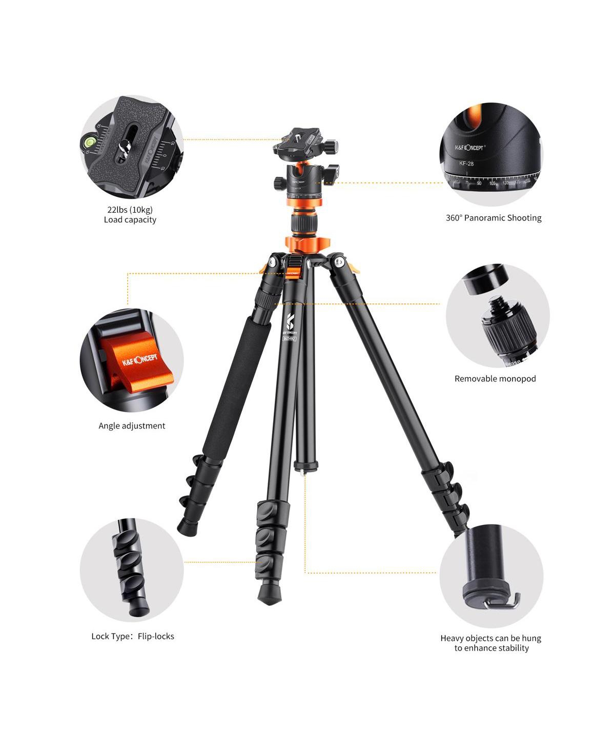 K&F Concept SA254M2 4-Section Aluminum Tripod