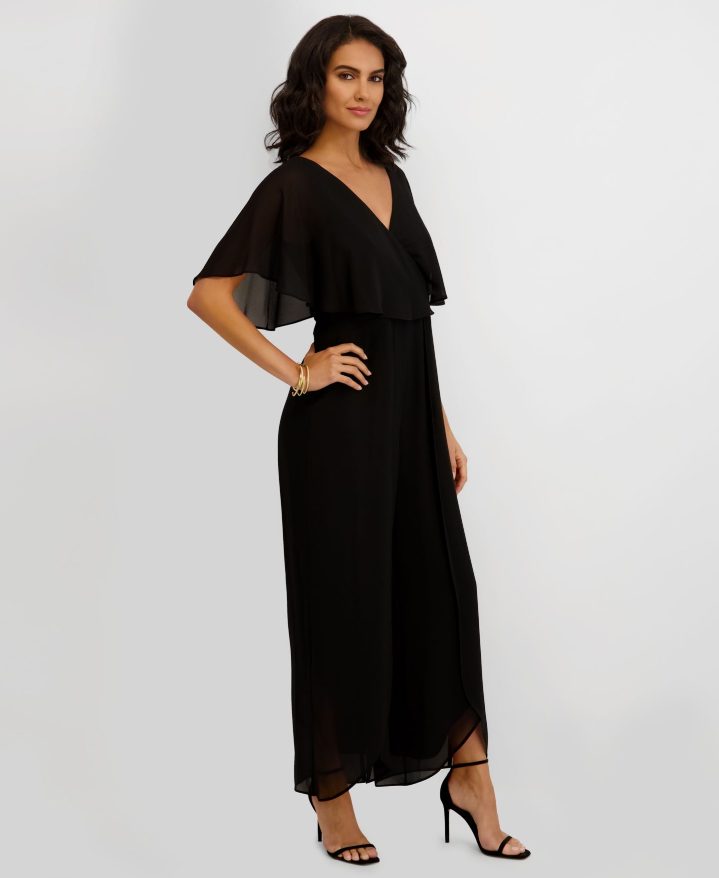 Женский комбинезон Kensie Flutter-Sleeve Jumpsuit, цвет: Чёрный — фото 2