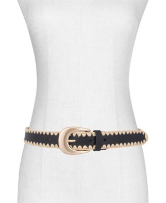 MICHAEL Raffia Leather Belt