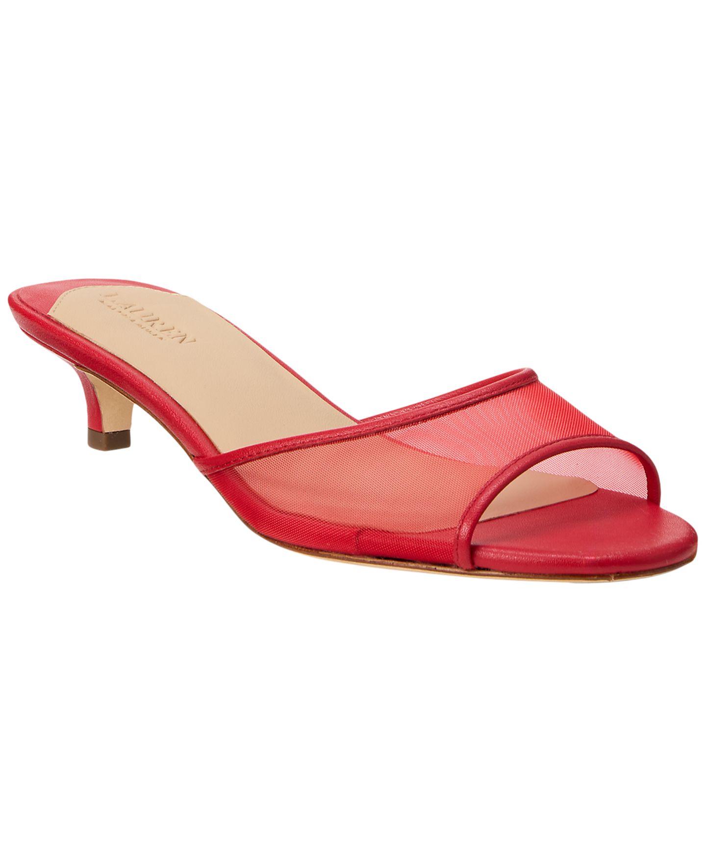 Женские сандалии Lauren Ralph Lauren Francesca Leather & Mesh Mule, цвет: Красный — фото 1