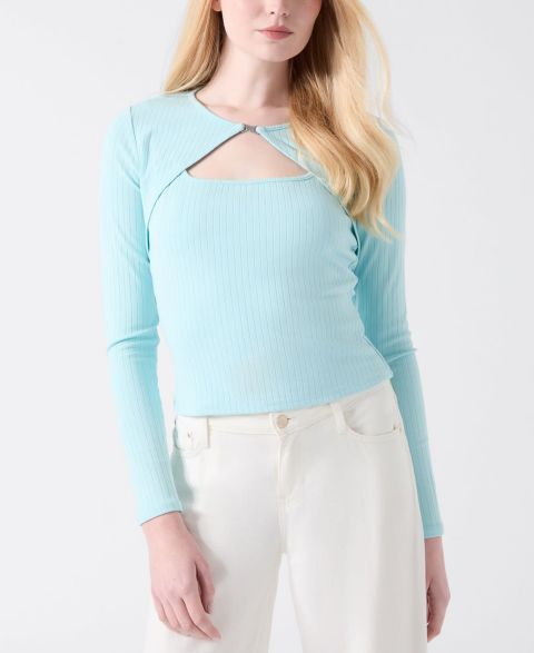 Женский топ GUESS Wren Cutout Long-Sleeve Knit, цвет: Синий