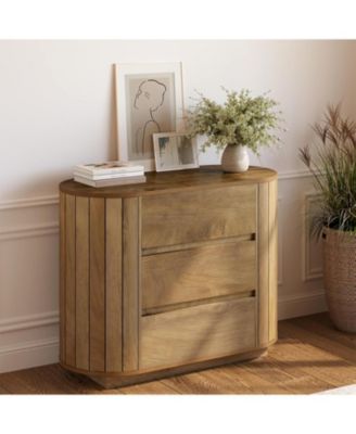 Large Nightstand Set of 2, Oversized Night Stand with 3 Drawers, Slatted Side Design Wood Nightstand, 35" Wide End Tables, Modern Dresser