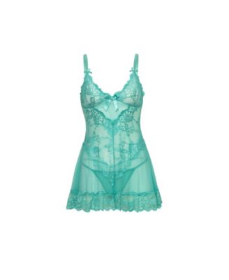 Oh La La Cheri Women's Valentine Soft Cup Ruffle Hem Lace Babydoll