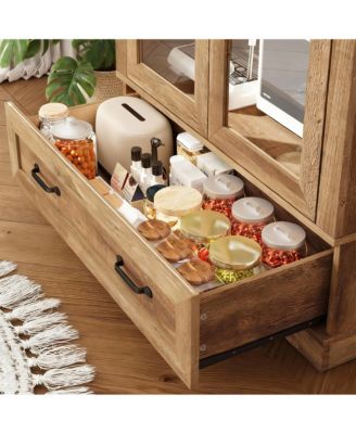 75" Tall Arched Farmhouse Cabinet with Load-bearing Steel Pipe for Kitchen & Living