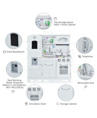 Kids Kitchen Playset with Accessories Storage and Water Dispenser
