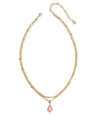 Adriana Scallop Frame Multi Strand 14k Gold Over Brass Necklace