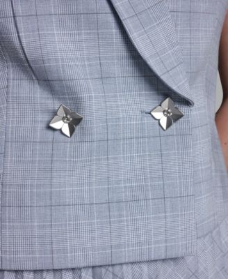 Women's Draped Collar Two-Button Plaid Jacket