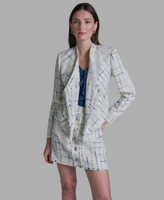 Women's Tweed Open Front Fringe Jacket