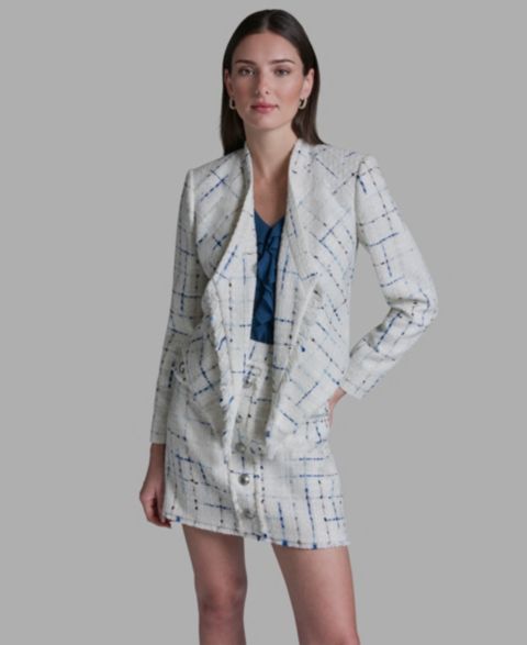 Женские куртки BCBG Tweed Open Front Fringe Jacket