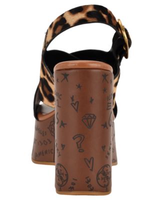 Women's Yarisel Logo-Embossed High Platform Wedge Sandals