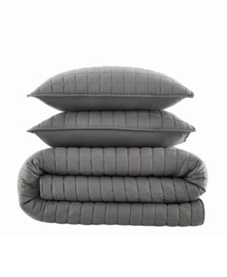 Vintage Washed Cotton 3-Pc. Quilt Set, King