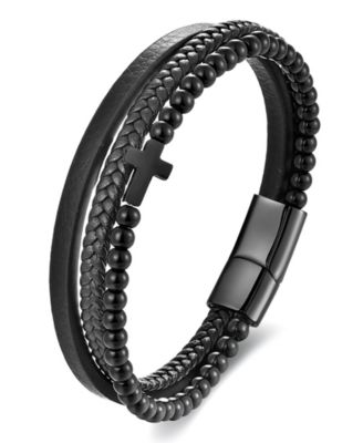Men's Vero Faith Leather Stainless Steel Bracelet
