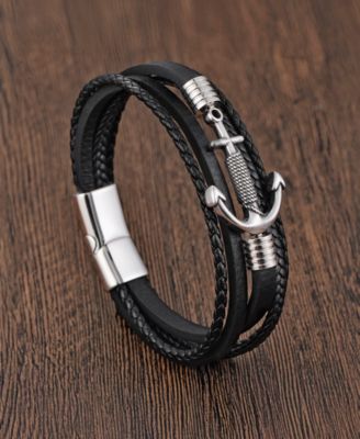 Men's Harbor Leather & Stainless Steel Bracelet