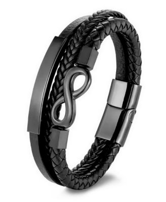 Men's Corvian Leather & Stainless Steel Bracelet