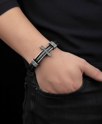Men's Crucible Leather & Stainless Steel Bracelet