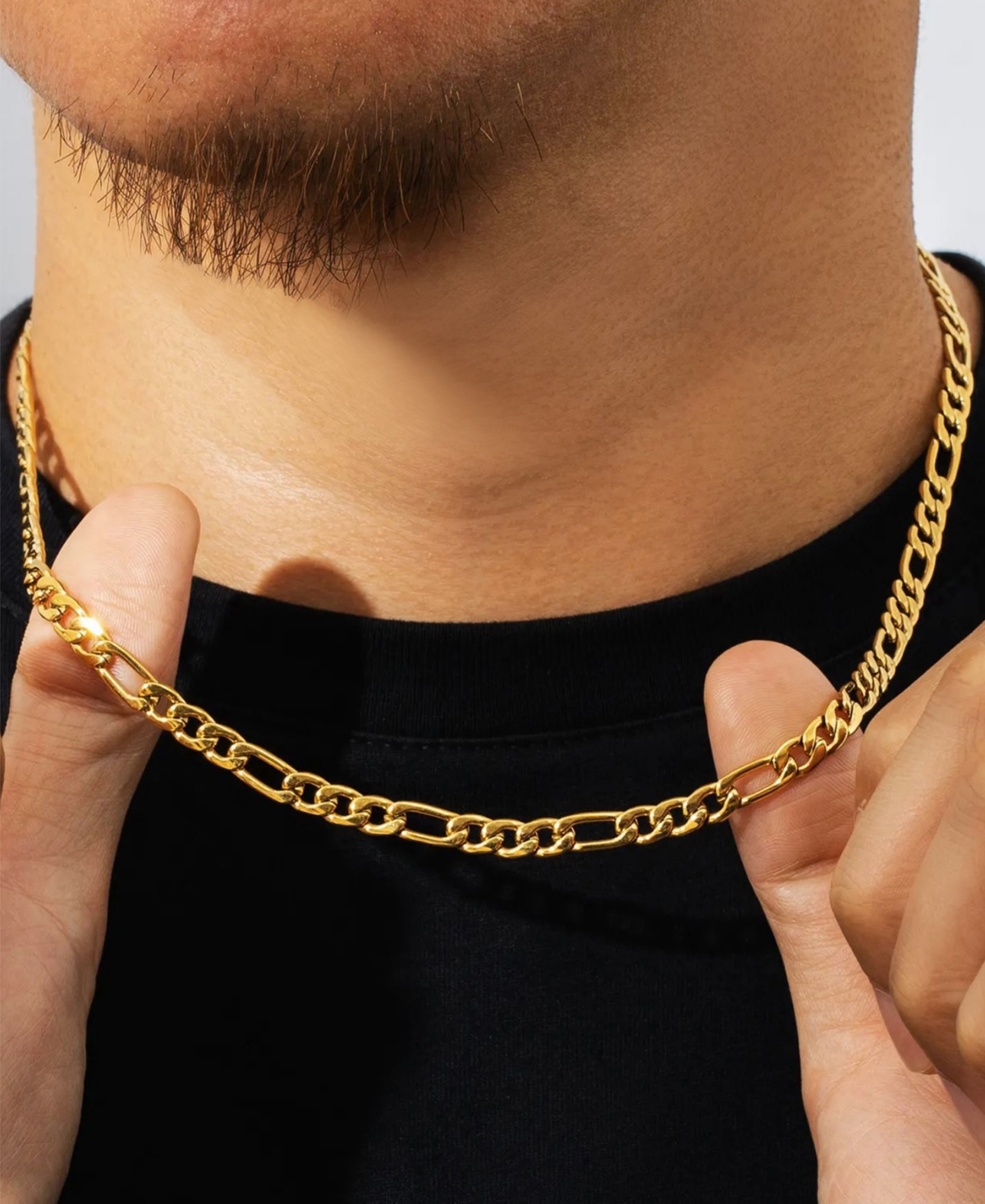 Rhona Sutton Men's Figaro Chain Necklace in 18k Gold Plated