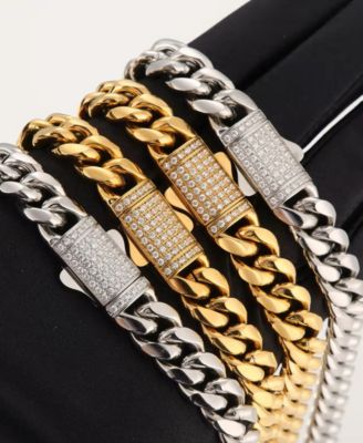Men's Stainless Steel Cuban Chain Bracelet in 18k Gold Plated