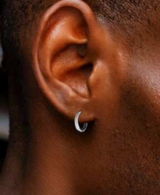 Men's Iced Valor Hoop Earrings in Sterling Silver