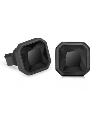 Men's Noble Black Stud Earrings in Sterling Silver