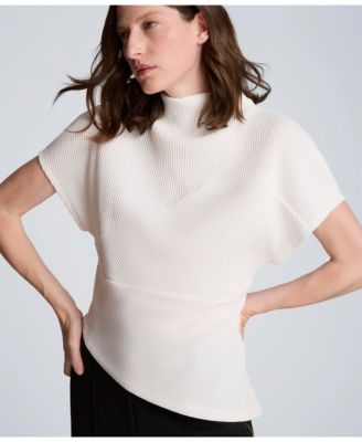 Women's Asymmetrical Hem Mock Neck T-Shirt