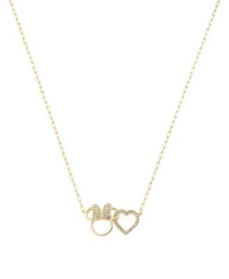 Minnie Mouse Crystal Open Heart and Minnie Pendant Necklace