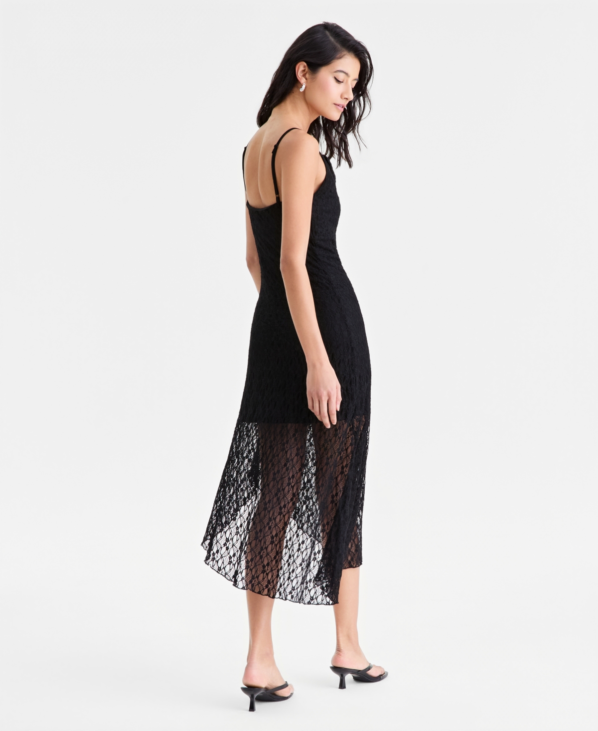 Bar Iii Women's' Cowl-Neck Lace Slip Dress, Macy's Exclusive