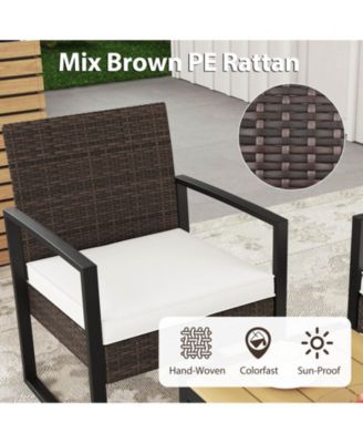 8 Pieces Patio Furniture Set PE Rattan Porch Chairs w/ Loveseat & Coffee Table