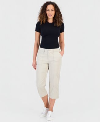 Petite Seam-Detail Utility Capri Pants