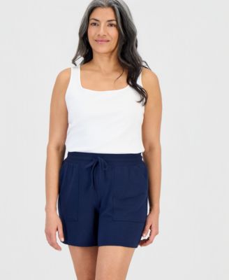 Petite Lux French Terry Knit Pull-On Shorts