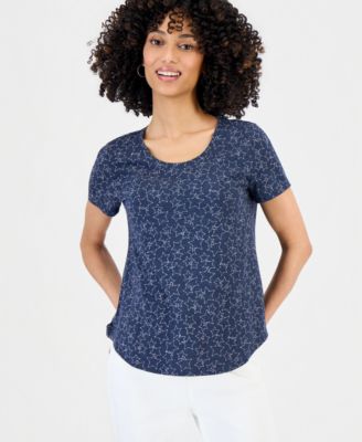 Petite Star-Print Short-Sleeve Perfect T-Shirt