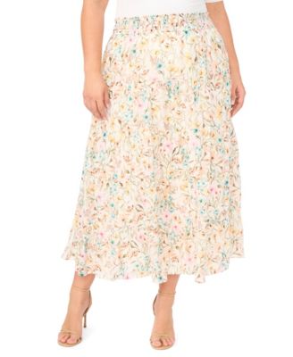 Plus Size Tiered Smocked Waist Maxi Skirt