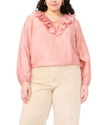 Plus Size Ruffle V-Neck Top