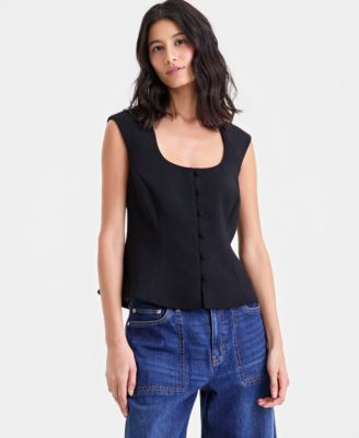Women's Crepe Button Front Vest