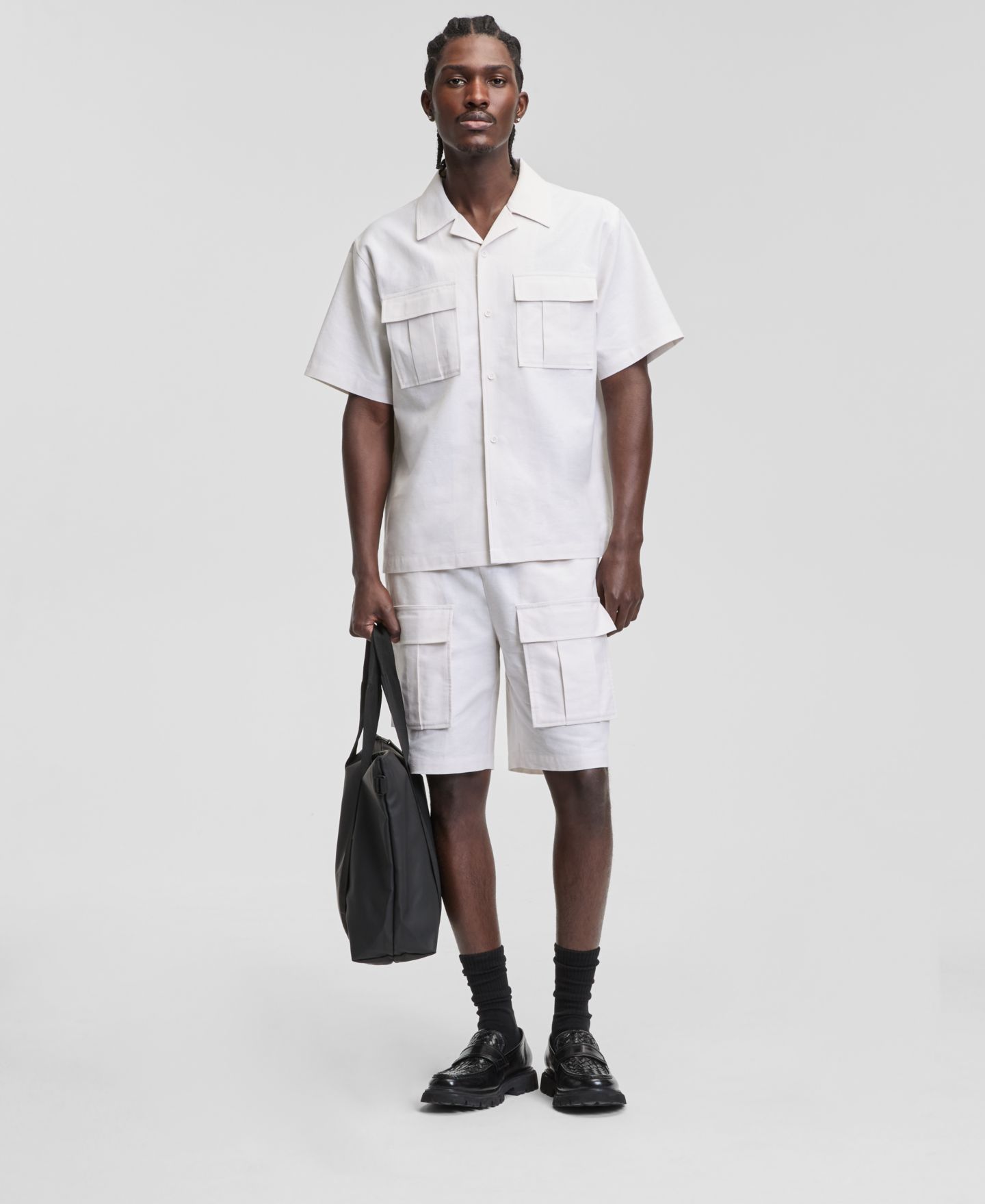 Мужская рубашка Mode of One Linen & Cotton Relaxed Utility, цвет: Состаренный кремовый — фото 2