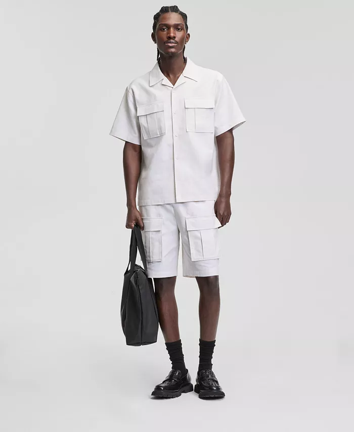 Men's Linen & Cotton Relaxed Utility Shirt - thumbnail 6