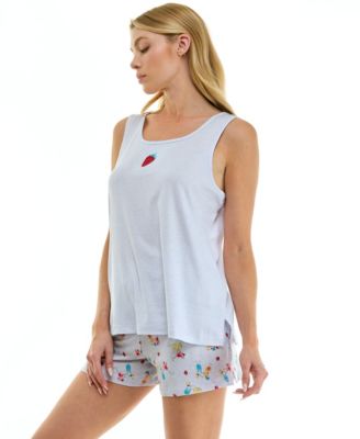 Women's Sleeveless Tank Top and Pajama Shorts, 2-Piece Set