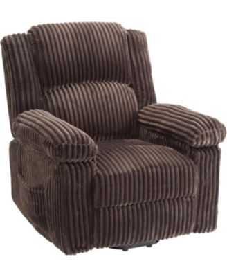 Corduroy Recliner Chair, Manual Recliner Sofa with Handle, Pillow Top Arms, Thick Padding, Side Pocket, 330Lbs Capacity