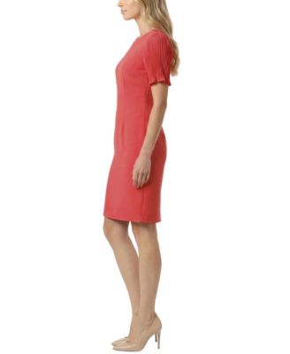 Women's Pliss&eacute; Pleated Short-Sleeve Dress