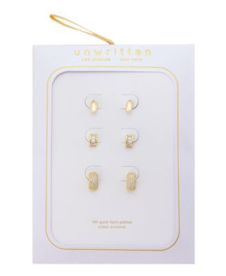 Cubic Zirconia Mini Hoop Trio Earring Set