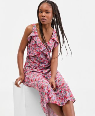 Women's Sleeveless Ruffle-Front  Maxi Dress