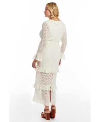 Women's Ruffled Lace Maxi Dress