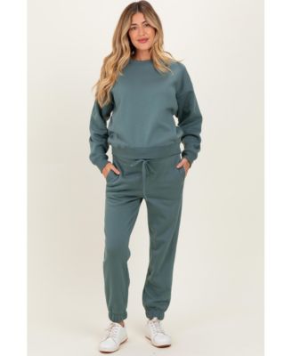 Maternity Black Fleece Long Sleeve Pullover & Jogger Set