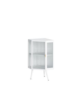 Corner Cabinet - Freestanding Glass Cabinet, Bathroom Storage Cabinet with Tempered Glass Door & Storage Shelf for Bathroom, Living Room